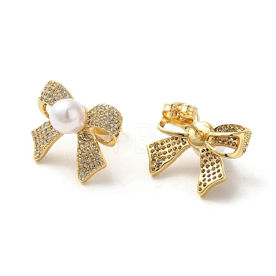 Brass Micro Pave Cubic Zirconia Stud Earrings for Women EJEW-M251-05G-1