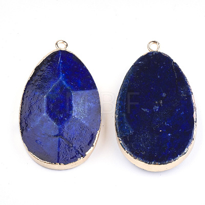 Electroplate Natural Lapis Lazuli Pendants G-S344-17A-1