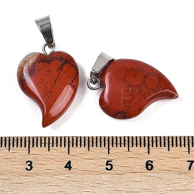 Natural Red Jasper Heart Pendants G-H073-03P-06-1