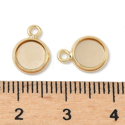 Flat Round Brass Pendant Cabochon Settings KK-K414-14A-G-1