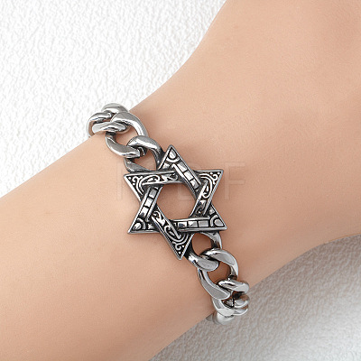 Punk & Viking 304 Stainless Steel Link Bracelets FS-WG44D5C-01-1