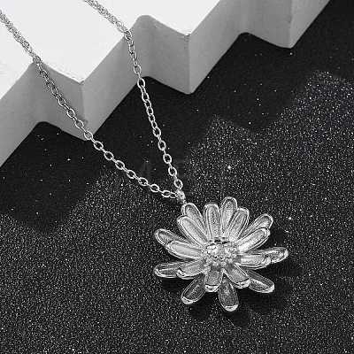 304 Stainless Steel Sunflower Pendant Cable Chain Necklaces for Women NJEW-R011-02P-1