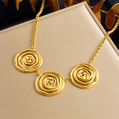 304 Stainless Steel Spiral Pendant Bib Necklaces for Women WG31207-04-1