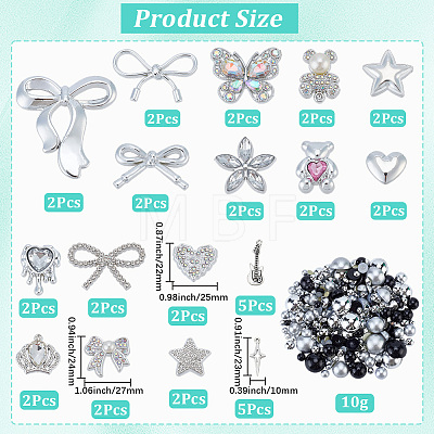 Plastic Rhinestone & ABS Plastic Imitation Pearl Cabochons & Alloy Pendants Findings Kits DIY-SC0033-93-1