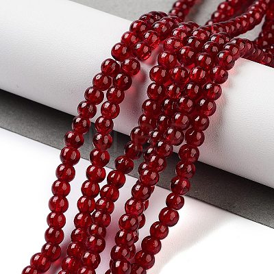 1 Strand Transparent Crackle Glass Round Beads Strands X-CCG-Q001-4mm-18-1