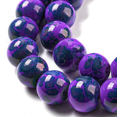 Baking Painted Round Glass Bead Strands DGLA-S084-8mm-64-1