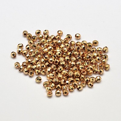 Rack Plating and Vacuum Plating Brass Round Faceted Spacer Beads KK-I598-08KC-RS-1