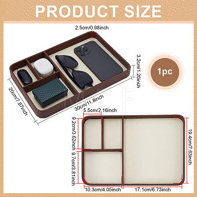 4 Grids Leather Jewelry Display Trays for Earrings Rings Bracelets AJEW-WH0816-545B-1