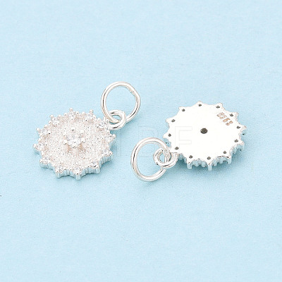 925 Sterling Silver Micro Pave Clear Cubic Zirconia Flower Charms STER-T009-20S-1