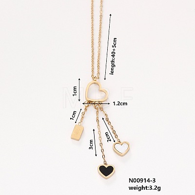 Stylish Stainless Steel & Plastic Heart Tassels Pendant Necklaces II9512-3-1