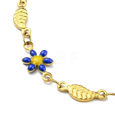 Enamel Flower & Fish Link Chain Bracelet BJEW-A142-02G-1
