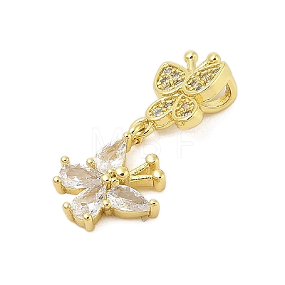 Butterfly Rack Plating Brass Micro Pave Cubic Zirconia Pendants KK-Z074-73G-1