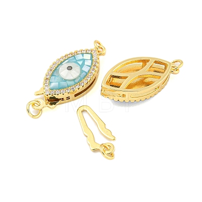 Rack Plating Brass Micro Pave Cubic Zirconia & Shell & Enamel Box Clasps KK-S373-01G-1