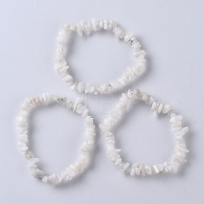 Natural White Moonstone Stretch Bracelets BJEW-JB03681-09-1