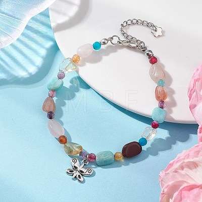 Butterfly Alloy Charm Bracelets BJEW-JB14021-1
