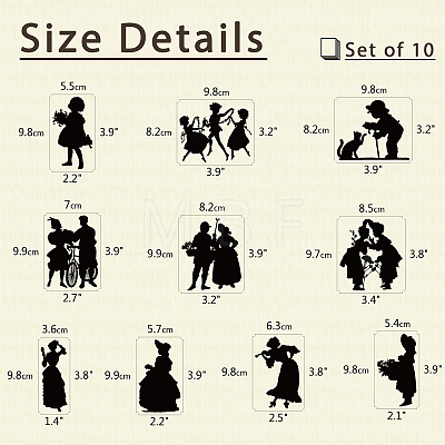 10 Style Silhouette Paper AJEW-WH0341-001-1