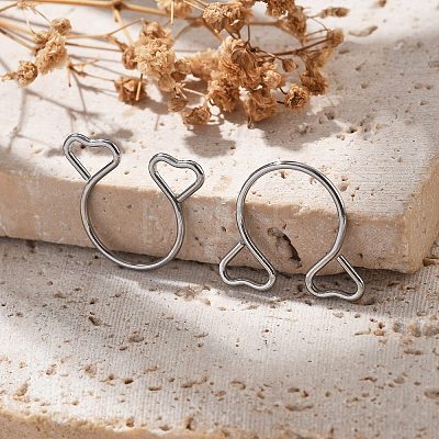 304 Stainless Steel Heart Clip on Nose Rings AJEW-A062-01A-P-1