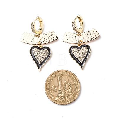 Clear Cubic Zirconia Heart Dangle Hoop Earrings EJEW-JE05081-1