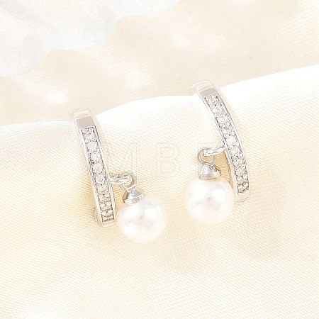 Round Brass Micro Pave Clear Cubic Zirconia Cuff Earrings EJEW-Z164-02P-1