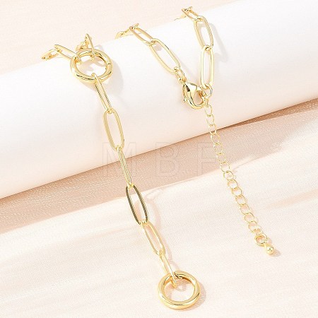 Brass Paperclip Chain Y Lariat Necklaces NJEW-H087-06A-G-1