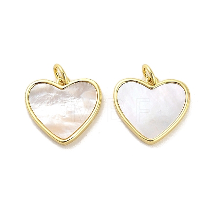 Brass Pave Shell Pendants KK-K365-08B-G-1