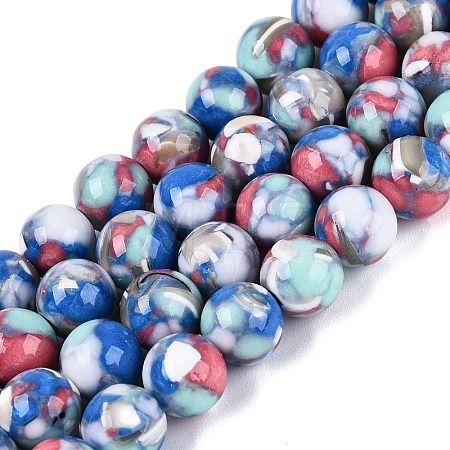Assembled Synthetic Turquoise and Trochus Shell Beads Strands G-N369-02D-02-1