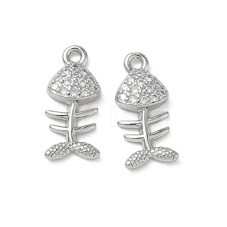 Brass Micro Pave Clear Cubic Zirconia Charms KK-P355-01D-P-1