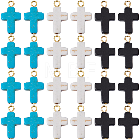 60Pcs 3 Colors Dyed Synthetic Turquoise Pendants FIND-BM0001-60B-1