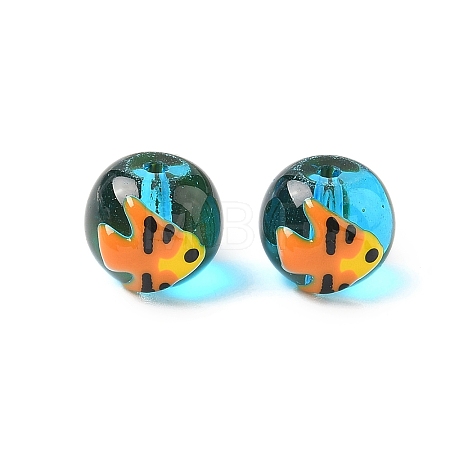 Ocean Theme Handmade Glass Enamel Beads LAMP-D304-02E-1