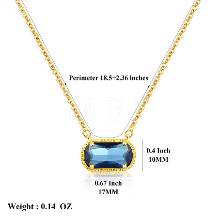304 Stainless Steel Pave Cubic Zirconia Oval Birth Stone Pendant Necklaces for Women FS-WGC2097-08-1