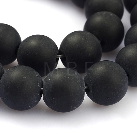 Frosted Glass Round Bead Strands GLAA-J064-10mm-02-1