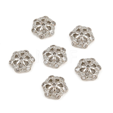 Brass Micro Pave Clear Cubic Zirconia Bead Caps CU-CBA6A75-32P-1