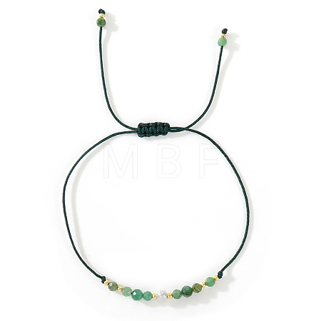 Natural Fuchsite & Brass Beads Braided Bead Bracelets for Women HH4245-12-1