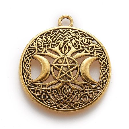Tibetan Style Hollow Alloy Pendants TIBEP-F075-01AG-RS-1