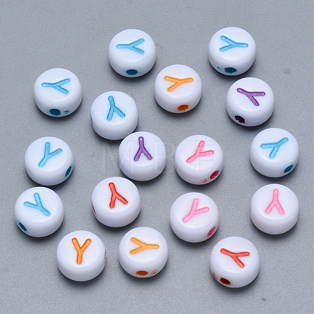 Craft Acrylic Horizontal Hole Letter Beads SACR-S201-11Y-1