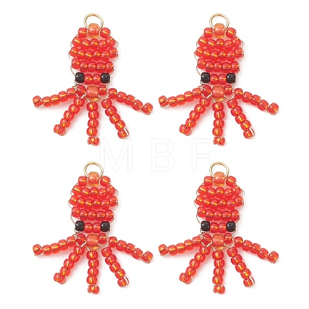 Copper Wire Wrapped Beaded Octopus Charms PALLOY-MZ01203-1