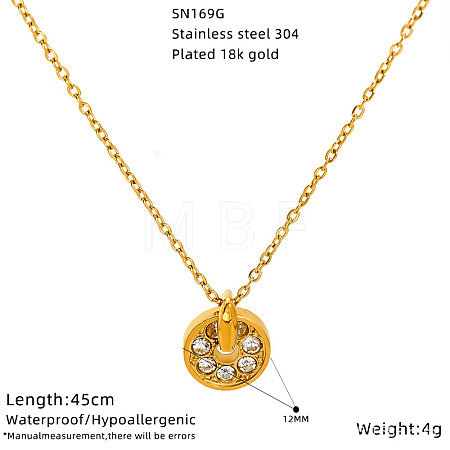 304 Stainless Steel Pave Clear Cubic Zirconia Pendant Necklaces for Women WG4D1A8-02-1