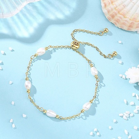 Natural Cultured Freshwater Pearl Beads Slider Bracelets BJEW-JB14195-1