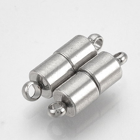 Tarnish Resistant 201 Stainless Steel Magnetic Clasps with Loops STAS-S103-06-1