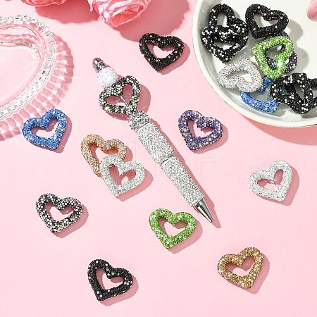 Heart Shape Polymer Clay Rhinestone Beads CLAY-NH0001-09B-1