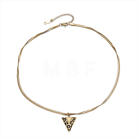 Leopard Print 304 Stainless Steel Enamel Geometric Pendant Necklaces for Women WG63095-01-1