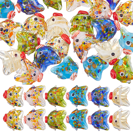 24Pcs 6 Colors Handmade Lampwork Beads LAMP-DC0001-30-1