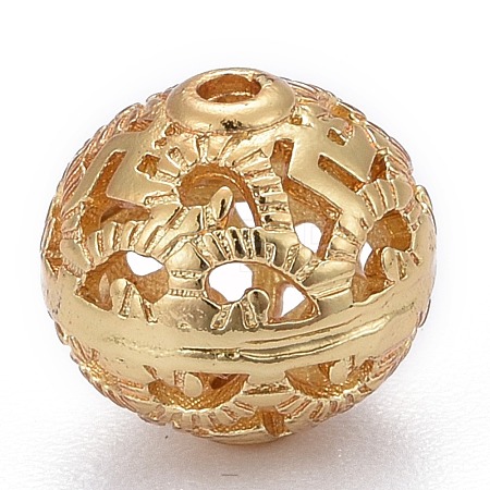 Brass Filigree Beads KK-P192-02G-1