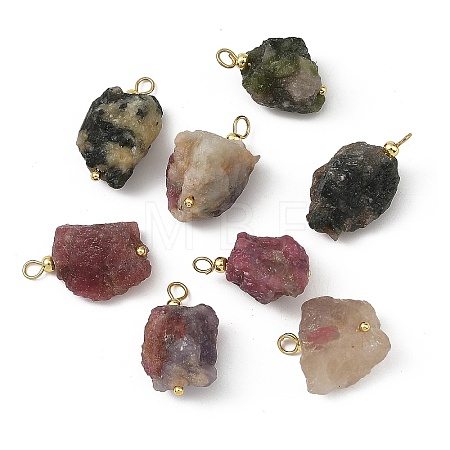 Raw Rough Natural Multicolor Tourmaline Pendants PALLOY-JF05962-1