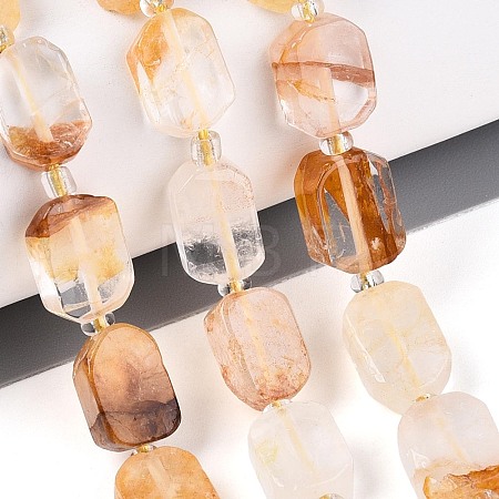 Natural Yellow Hematoid Quartz/Golden Healer Quartz Beads Strands G-C098-A29-01-1