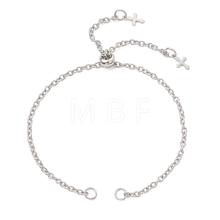 2.5MM 304 Stainless Steel Cable Chain Slider Bracelet Makings AJEW-JB01521-1