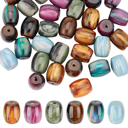 36Pcs 6 Colors Resin Beads RESI-CA0001-37-1