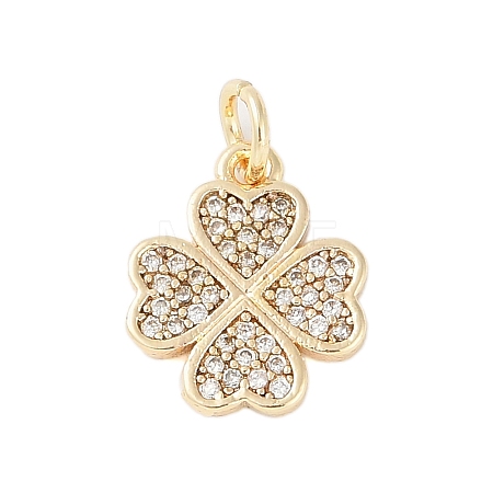 Rack Plating Brass Micro Pave Clear Cubic Zirconia Charms X-KK-Z060-13G-1