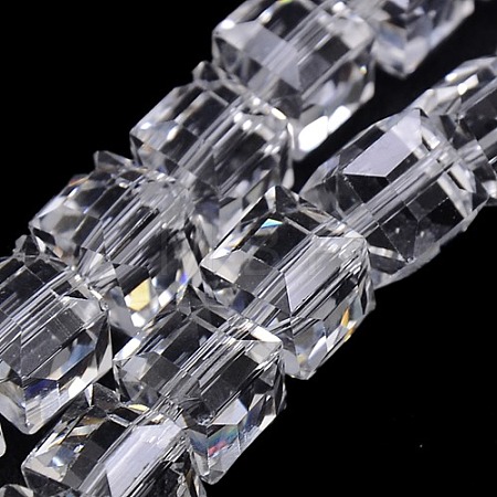 Faceted Cube Shaped Crystal Glass Beads Strands GLAA-F008-F01-1