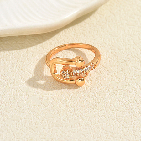 Brass Micro Pave Cubic Zirconia Finger Rings for Women KA7378-2-1
